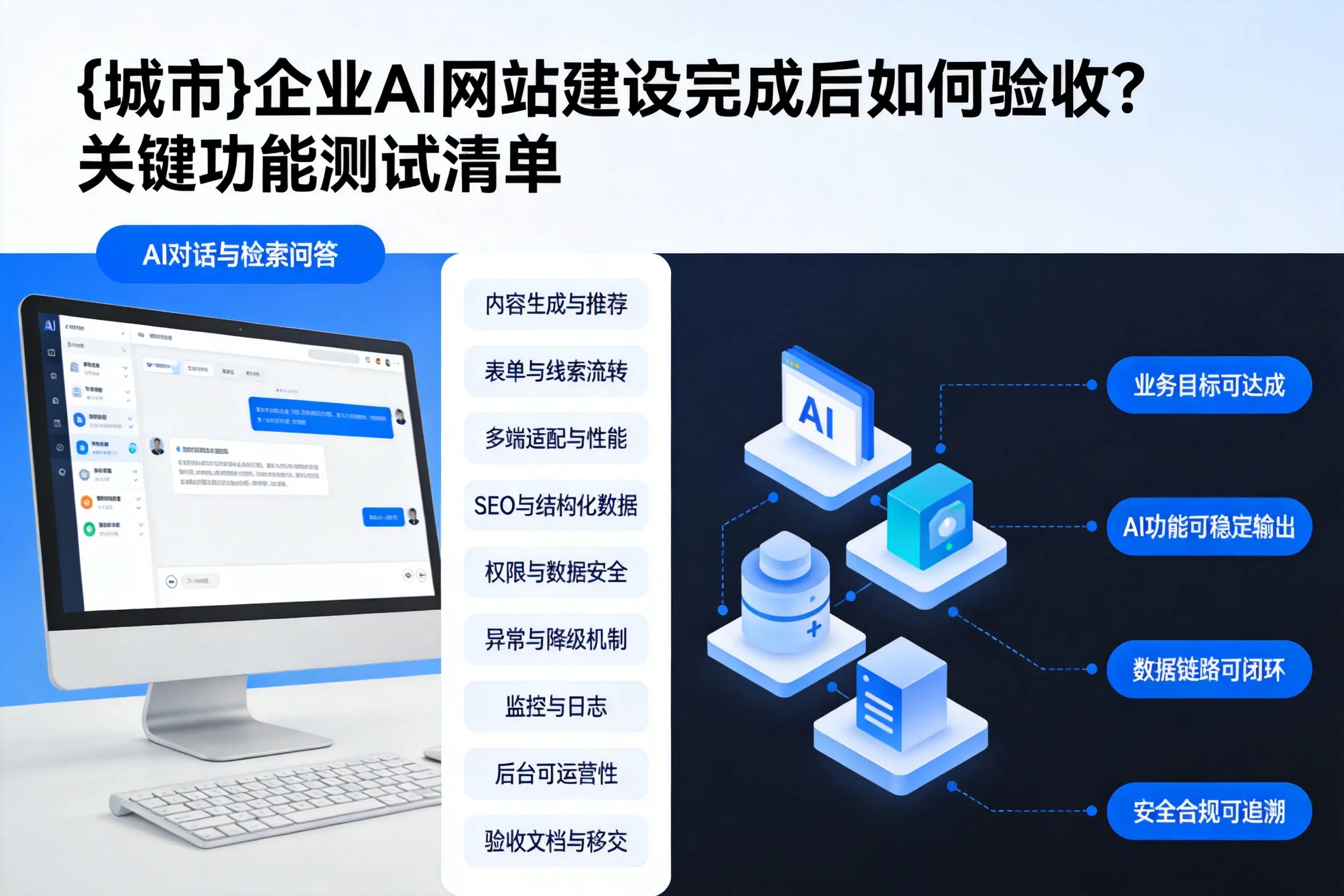 北海企业AI网站建设完成后如何验收？关键功能测试清单