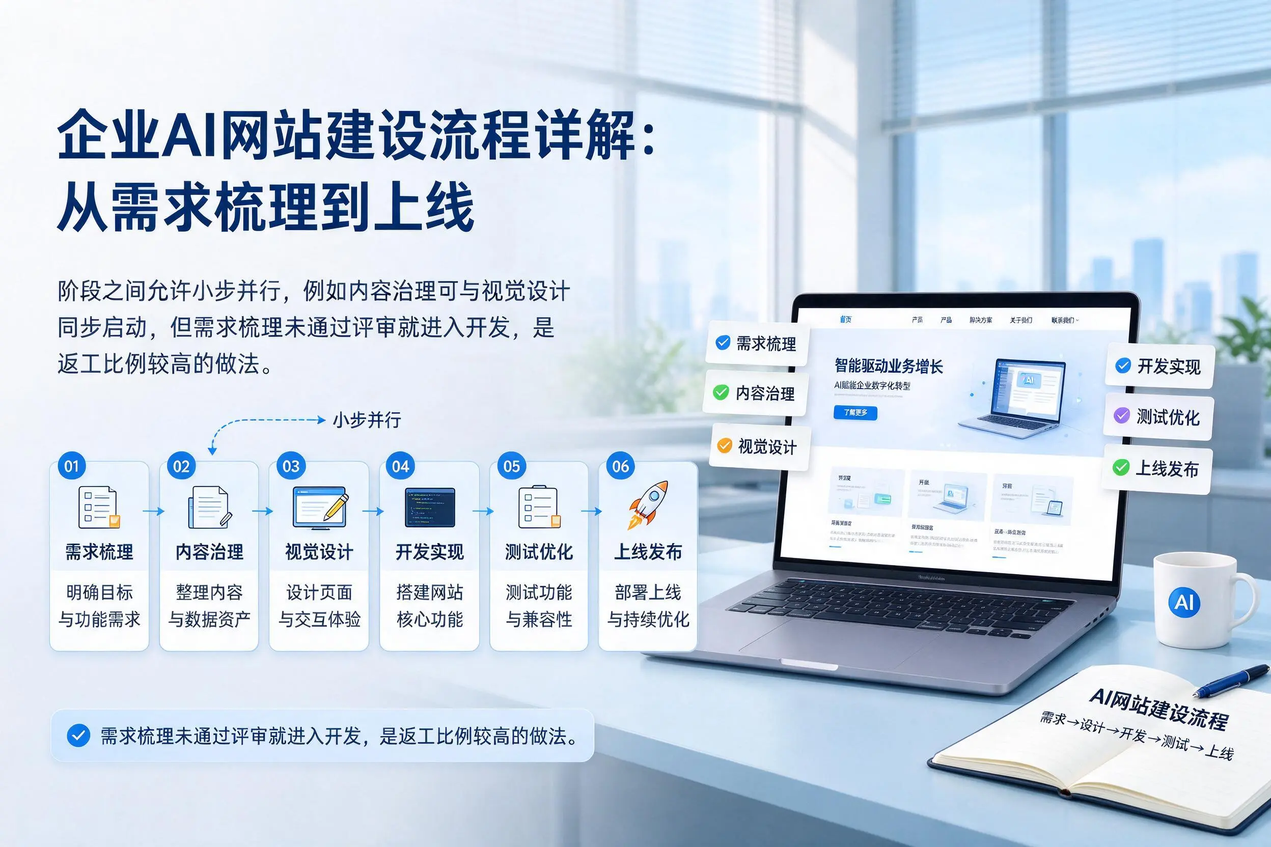 北海企业AI网站建设流程详解：从需求梳理到上线