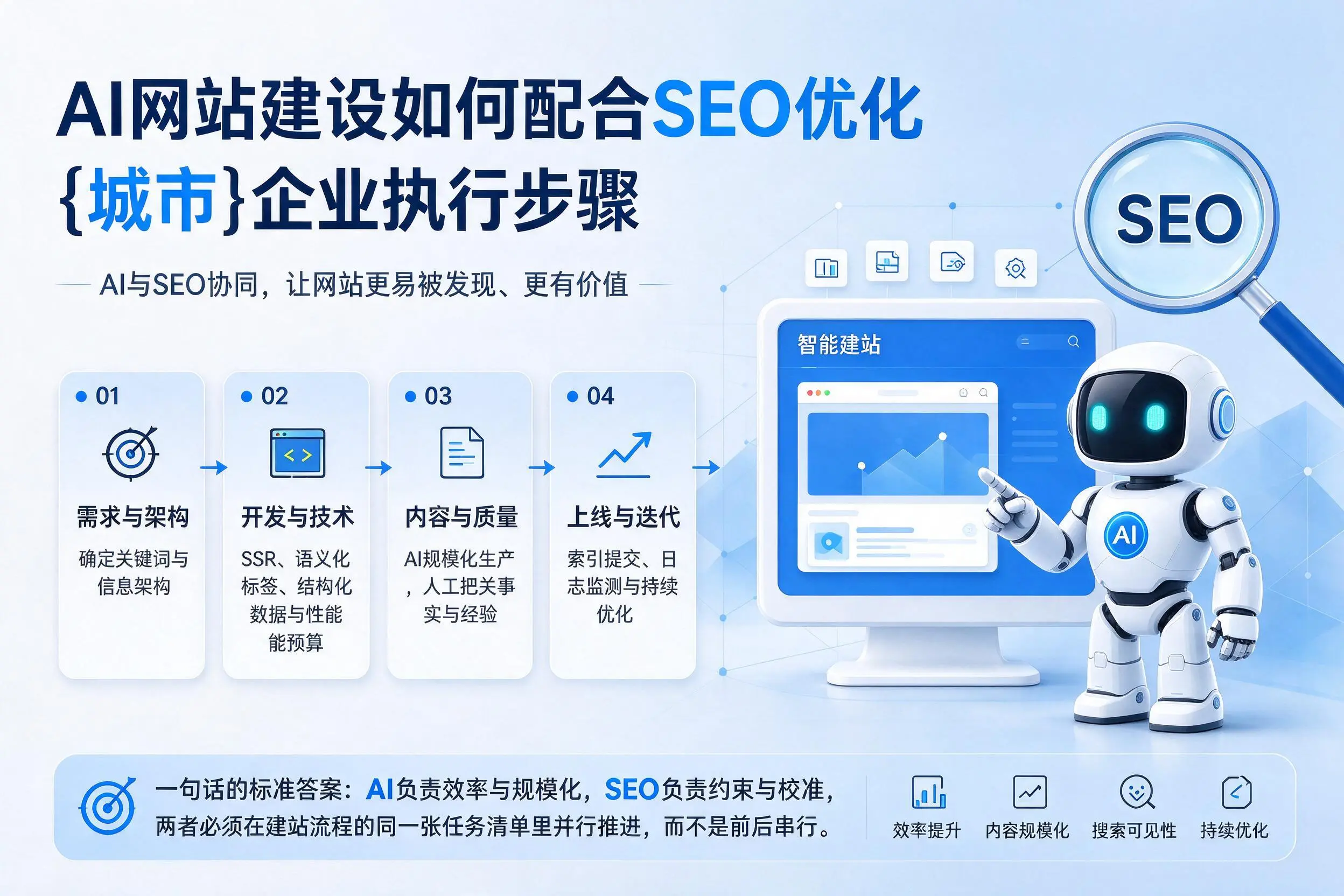 AI网站建设如何配合SEO优化，北海企业执行步骤