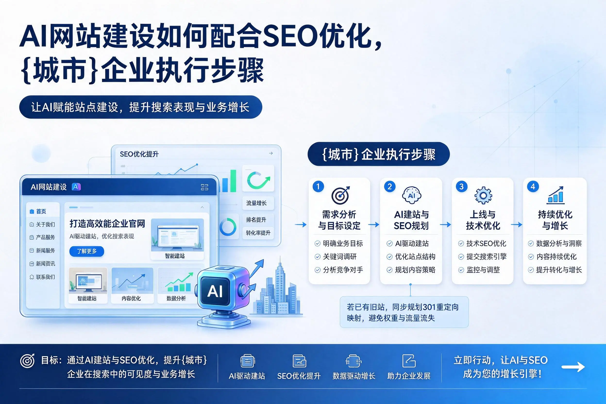 AI网站建设如何配合SEO优化，北海企业执行步骤