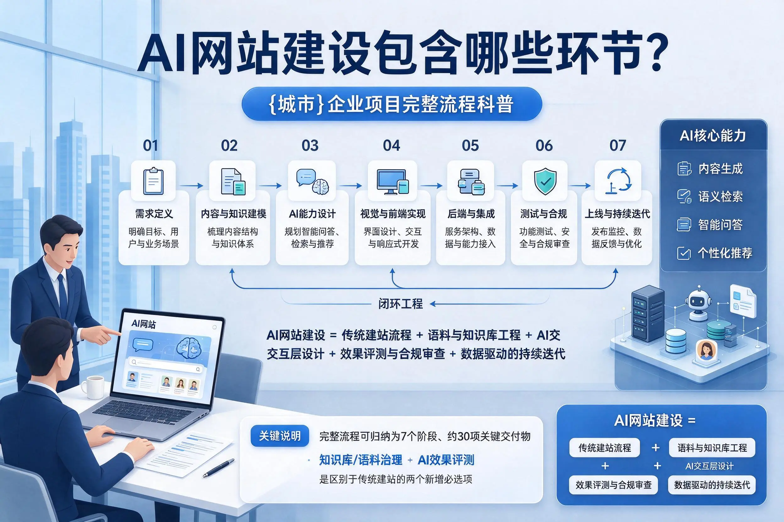 AI网站建设包含哪些环节？北海企业项目完整流程科普